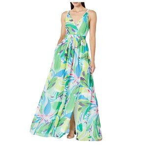 Aidan By Adrianna Papell Printed Chiffon Maxi Dress Multicolor Womens Size 8
